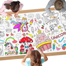 AYESY Unicorn Painting Tablecloth for Children, 183 x 76 cm Colouring Tablecloth Unicorn, Giant DIY Paper Tablecloth, Craft Poster, Games, Gifts, Activities Banner, Art Classroom Decoration