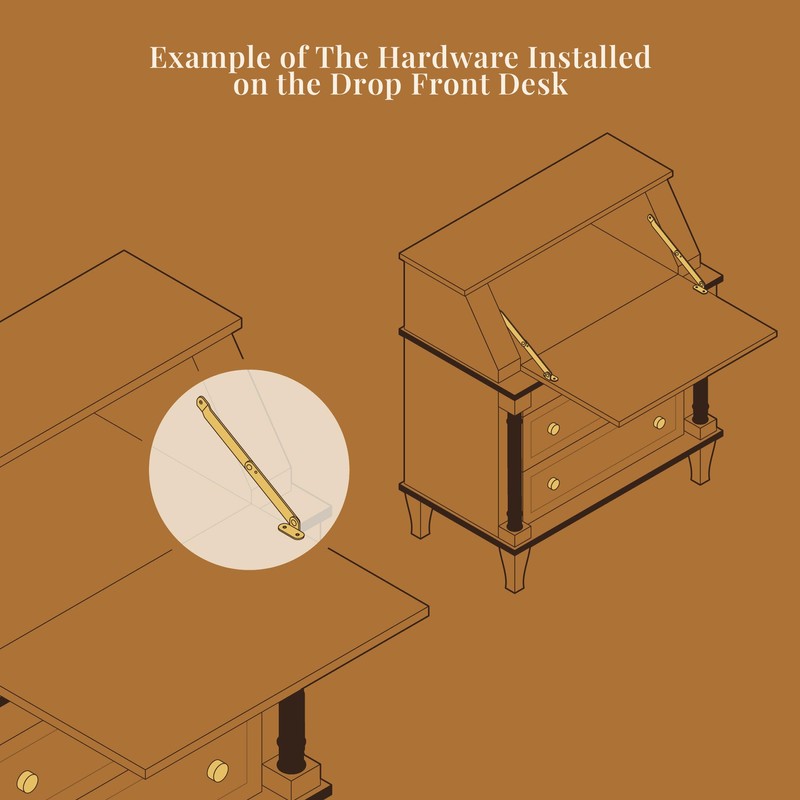 Heavy Duty Brass Plated Lid Stay - One Pair -