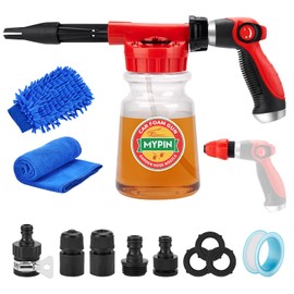 16 IN 1 Car Wash Foam Gun, Foam Cannon, Adjustable Hose Wash Sprayer with 2.5 to 6 Bars Foam Blaster, Suitable for Car Cleaning and Garden Use with 1/2” Quick Connector
