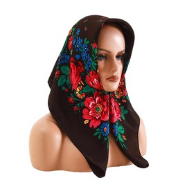 Women's Fashion Printed Headscarf Russian Square Dust-proof Sunblock Warm Shawl Multi-functional Scarf (Brown)