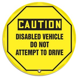 AccuformNMC Steering Wheel Cover for Lockout Tagout, OSHA-Style Legend Caution Disabled Vehicle DO NOT...Drive, Reinforced Vinyl, 20" Diameter, KDD833