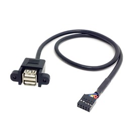 chenyang USB 2.0 Front Panel Header 9/10Pin 1 Male to 2 USB 2.0 Female Y Splitter Mainboard Header Port Extension Cable Adapter with Screw Panel Holes