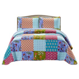 SLPR All is Bright 3-Piece Bedding Quilt Set - Queen with 2 Shams | Summer Lightweight Quilted Bedspread
