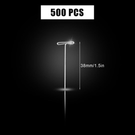 Pack of 500 Needles for Wigs, 3.8 cm T-Needles Jewellery and Sewing Metal T-Needle for Making Jewellery and Wigs for Hanging Pictures Craft Supplies