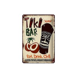 Ontrada Tin Sign 20 x 30 cm Curved Tiki Bar Aloha Eat Drink Chill Decorative Gift Sign