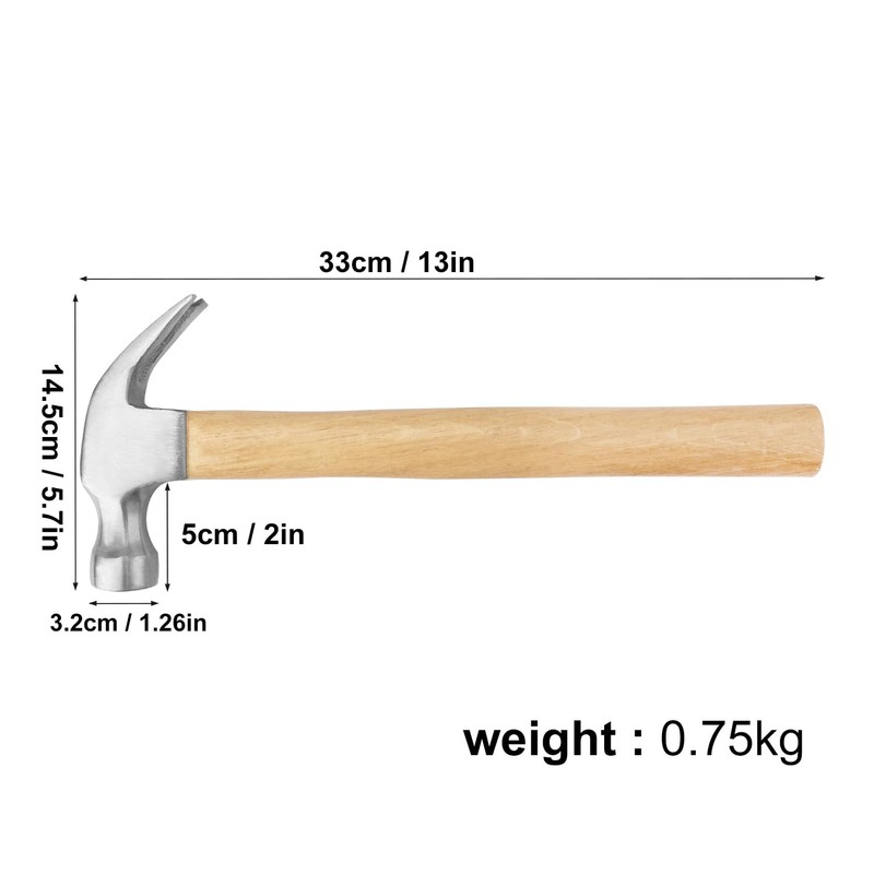 5 Packs 26 OZ Claw Hammer with Wood Handle, Perfect