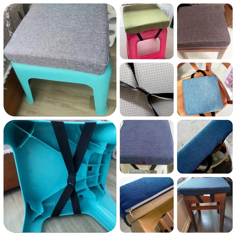 Stool Cushion Square with Ties 10/11/12/14in,Non-Slip Bar Stool Cushion Square