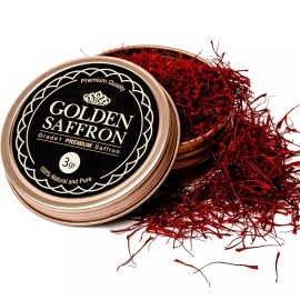 Golden Saffron, Finest Pure Premium All Red Saffron Threads, Grade A+ - 3 Grams