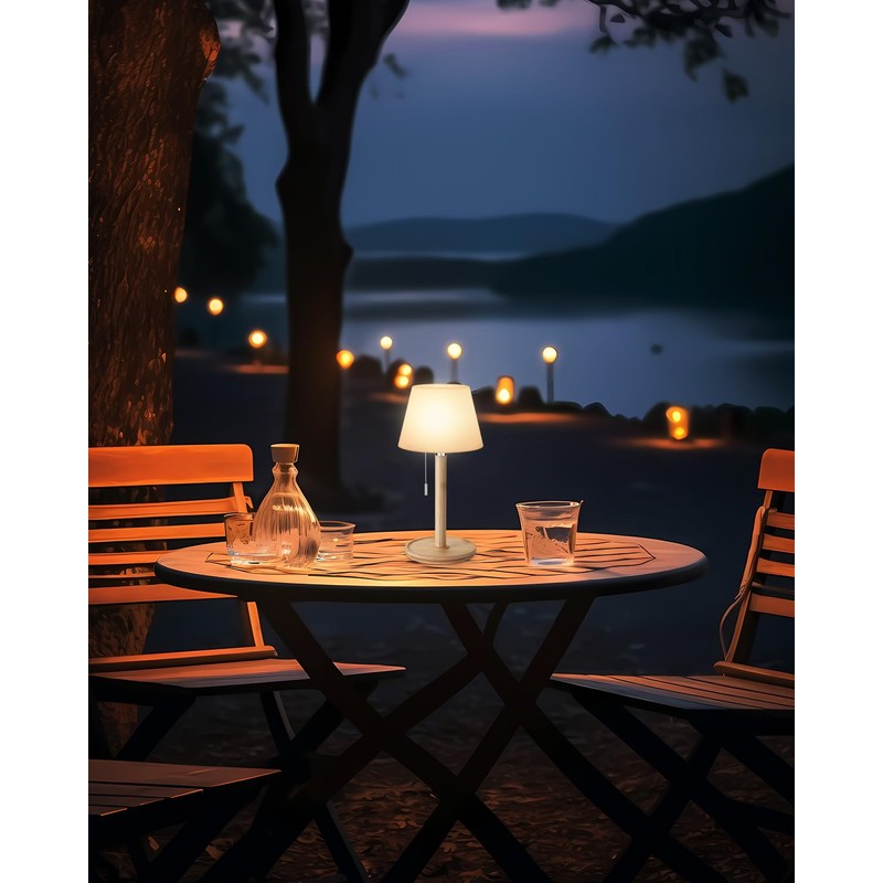 Outdoor Waterproof Table Lamp for Patio, Small Cordless Battery-Operated Lamp,