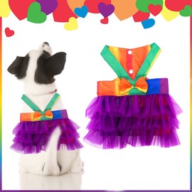 Pride Month Dogs Cats Costume Strap Overall Dress Gay Pride Rainbow Purple Pet Overall Skirt, Pets Costume Accessories for Cats Dogs Small Pets Gay Pride Month Party Daily Clothes Costume Supplies (M)