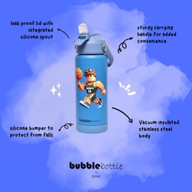 DRNK Bubblebottle | 18oz Insulated Stainless Steel Waterbottle with Straw and Wide Mouth | Protective Silicone Base | Leak-Proof Durable Kids Bottle for Sports & School (Alpha)