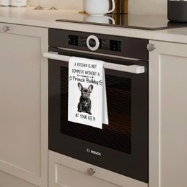 BlissfulAbon French Bulldog Kitchen Towels - Funny French Bulldog Gifts Decorative Waffle Weave Dish Towels, Frenchie Gifts Hand Tea Towel, 16×24 Inches