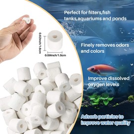 Sukh Pond Filter Media - Aquarium Filter Media 425g Filter Media Ceramic Rings for Aquarium Filter for Pond Fish Tank Canister Filter