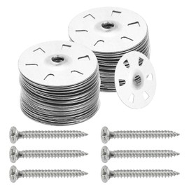 PATIKIL 1-3/8 Insulation Washers, 200 Set 35mm Metal Foam Board Fasteners Perforated Plaster Washers with Screw Galvanized Steel for Foam Board Fixing Fastening Wall