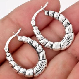 DESIRE GEM Trendy Italian Thick Hoop Earrings 925 Sterling Silver Jewelry 6217