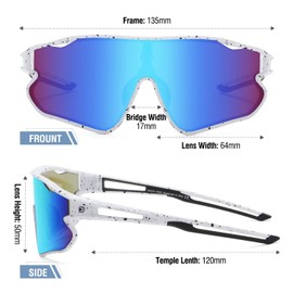 DUCO DK268 Kids Sunglasses, Children's Sunglasses, Baseball, Polarized Sunglasses, Sports, Ultra Lightweight Frame, UV Protection, Running, Cycling, 5 - 12 Years Old, multicolor (white / blue), Free