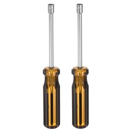 sourcing map 2pcs Metric Nut Driver 5.5mm 45# Carbon Steel Non-Magnetic 6 Point Hexagon Socket Wrench Screwdriver with Anti-Slip Handle for Auto Repair