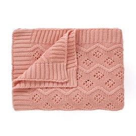 mimixiong Baby Blanket Knit Cellular Cotton Swaddle Soft Baby Blanket for Boys and Girls 40 x 30 inches melonpink 40x30 Inch (Pack of 1)