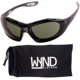 WYND Blocker Kraken Motorcycle Riding Glasses Extreme Sports Wrap Dry Eye Sunglasses (Model 336 - Obsidian Crystal, Verdant)