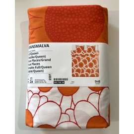 IKEA New IKEA KRANSMALVA Full Queen Duvet Cover + 2 Pillowcases Orange White Floral