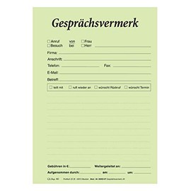 Conversation Notes DIN A5 Green Pad with 100 Sheets Telephone Notes