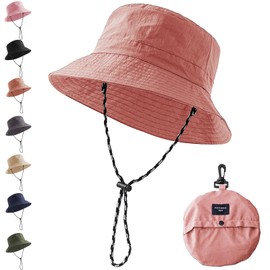 YOUYIKE Women's Fishing Hat - Waterproof, UV Protection, Foldable Rain Hat for Fishing, Hiking and Beach, Wide Brimmed Fishing Hats for Women, Sun Hat Foldable, brick red, Unit size