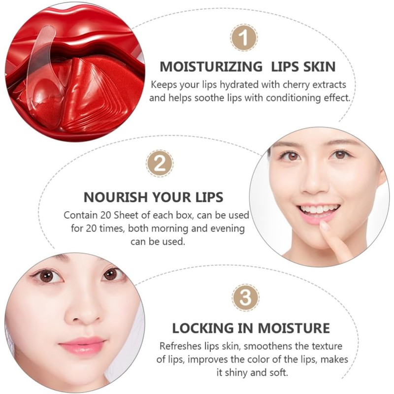 40 Piezas Mascarilla Labial Hidratante para Dormir, Gel Rojo