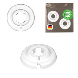 Organic Single Heating Pipe Rosette, Heating Pipe Cover, 15 mm, 18 mm, 22 mm, Cover Rosettes, Heating, Trim, Radiator Rosettes, White Bio-Based Polyethylene, White (18 mm)