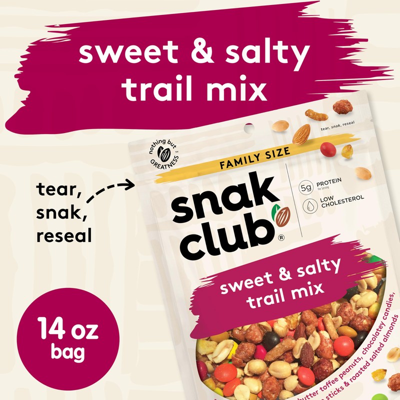 Snak Club Sweet and Salty Trail Mix with Peanuts, Butter