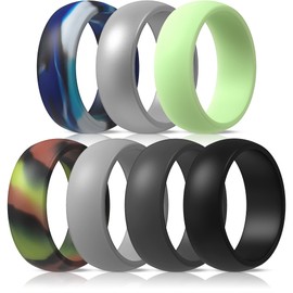ThunderFit Silicone Wedding Rings for Men, 7 Rubber Engagement Bands 8.7mm Wide 2mm Thick