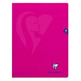 Clairefontaine Mimesys 313311C Exercise Book DIN A4+ 24 x 32 cm 24 Sheets 90 g French Ruling Polypropylene Cover Stapled Pink Pack of 1