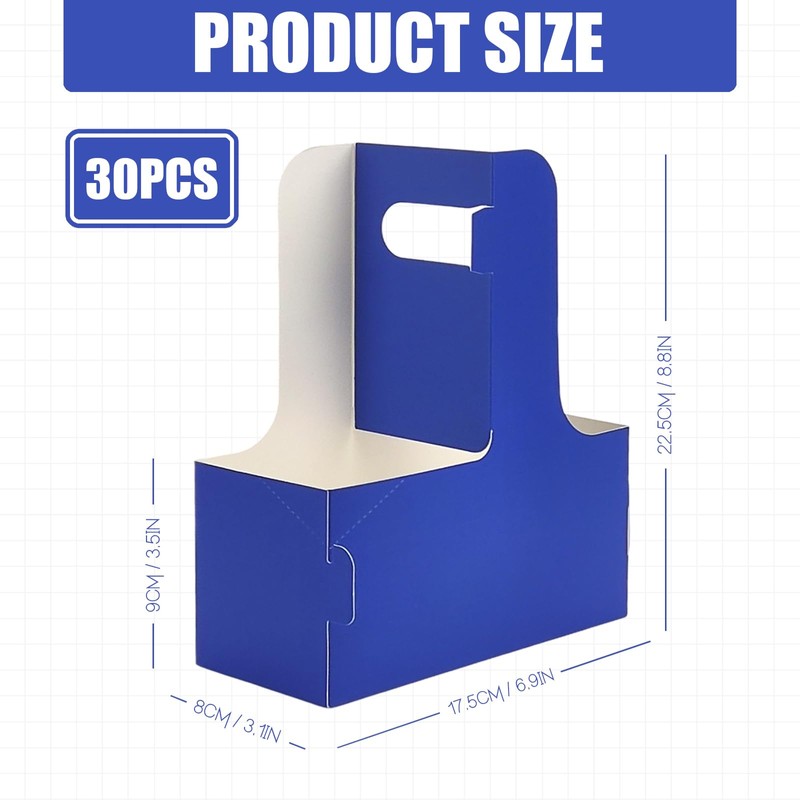 2 Cup Disposable Drink Carrier for Delivery with Handle,30 Count