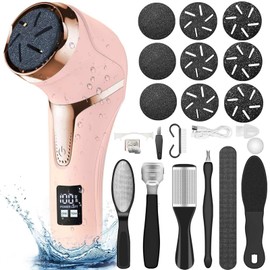 Electric Callus Remover for Feet (with Dander Vacuum cleaner), Rechargeable Foot Callus Remover Pedicure Tools Foot File, Professional Foot Care Kit Deadskin Remover with 9Heads&2Speed,LCD Display