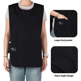 MIKI WELL Waterproof Cobbler Apron with 4 Pockets Vest Smock Apron for Men Women Chef Waiter Work (Black)