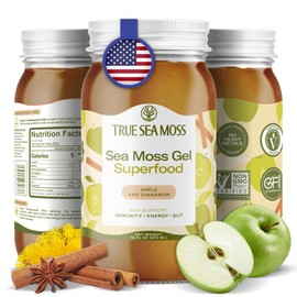 TrueSeaMoss Sea Moss Gel – Made in USA – Wildcrafted Seamoss, Fresh Fruits & Sea Vegetables – Apple/Cinnamon, Pack of 1 (Labels may Vary)