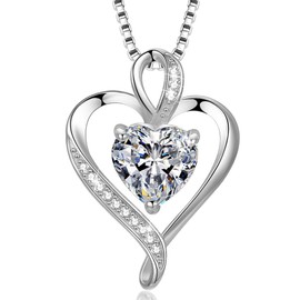 LAVUMO Heart Necklace 925 Silver Rose Gold Women's Necklace – Heart Pendant Silver Chain Women's Jewellery Gift for Wife Women Mum Girlfriend on Birthday Christmas Valentine's Day Hypoallergenic