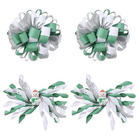 Christmas Snowman Decor Hair Bows for Girls Cute Christmas Korker Hair Bow Clip Curly Corker Ribbon Cheer Barrettes Alligator Hair Pins Kids Holiday Party Dress Accessory Xmas Gift