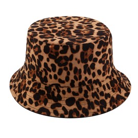 Umeepar Unisex Reversible Packable Bucket Hat Sun Hat for Men Women (Leopard Print Brown)