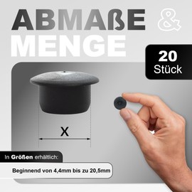 20 x Blind Plugs - Made in Germany - Made of High-Quality Weatherproof Plastic, Cover Caps for Drill Holes, Drill Hole Cover, Hole Cover, Plastic Plugs (11.9 mm, 20)