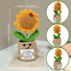ailov Sunflower Gifts for Women - Thank You Appreciation Gift for Coworker Employee Teachers - Positive Crochet Flower Plush - Home Office Desk Decor (Thank You for Helping Me Grow)