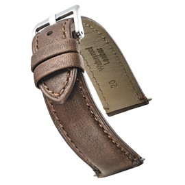 ALPINE Padded soft genuine waterproof leather watch strap - black, brown, tan - 18mm - 24 mm - BROWN 18 MM