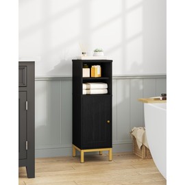 Hzuaneri Bathroom Storage Cabinet, Corner Floor Cabinet with Shelves, Customized Door Opening Direction, Bathroom Organizer with Adjustable Shelf for Kitchen, Living, Toilet Paper Cabinet, Black