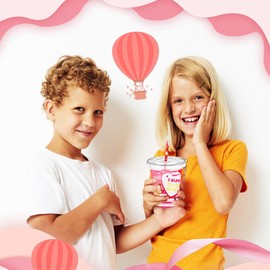 Valentines Day Gifts for Kids Classroom, 24 Packs Valentines Day Stationery Set Gift with Gift Cards Cups Pencils Erasers Stampers Stickers, Valentines Day Cards for Classroom School Classmates