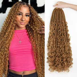 Boho Crochet Braids Human Hair Mixed 24 Inch Goddess Box Braids Crochet Hair Pre looped Bohomian Crochet Braids for Black Women