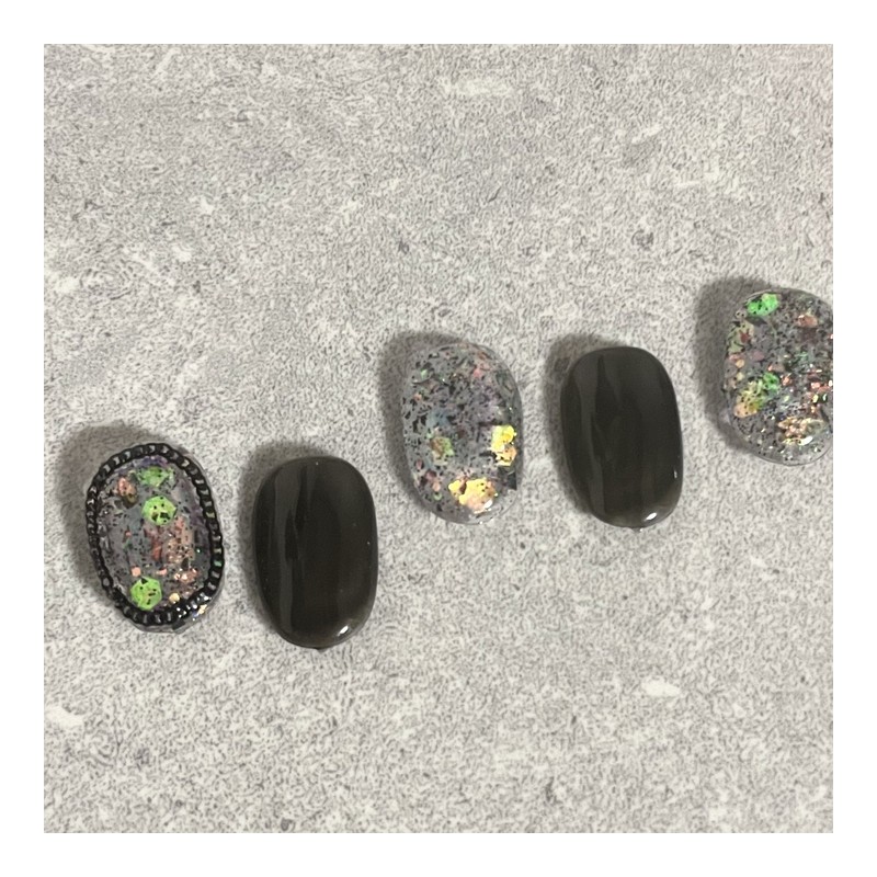 ˡᴬᴺᵀᶤˡ Glitter chain lump handmade nail tip - Short Square