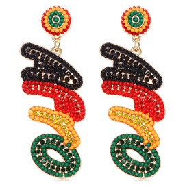African Earrings Crystal Beaded Afro Dangle Earrings for Black Women Head Africa Map Heart Dangle Earrings for Women Ethic Juneteenth Inspired Earrings Jewelry Gift