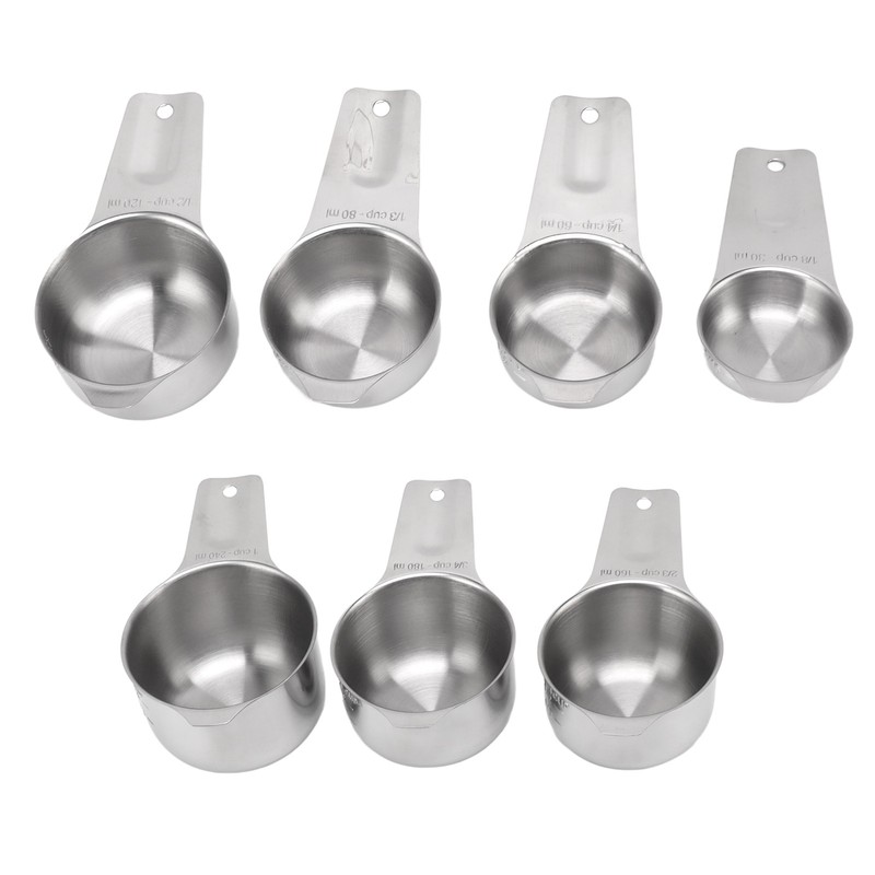 7Pcs Measuring Cups Set Stainless Steel Stackable Multifunctional Metal Nesting