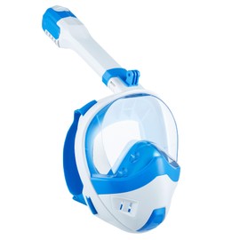 Lamker Snorkel Mask Full Face Diving Mask Foldable Snorkel Mask for Adults with Removable Camera Mount 180° Panoramic View Anti-Leak Anti-Fog White S/M