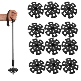Aurorasports Snow Baskets for Trekking Poles & Ski Pole - Durable Replacement Snow Basket for Hiking, Trekking - Enhanced Stability for Outdoor Adventures (Black, 12 Pack)