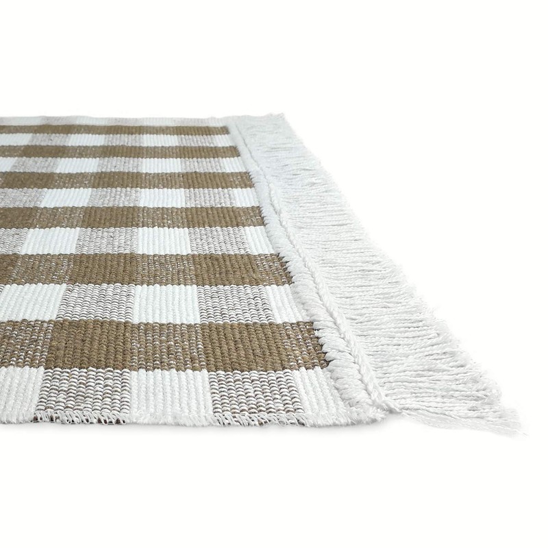 Kitchen Runner Beige Checked 50 x 100 cm 100% Cotton